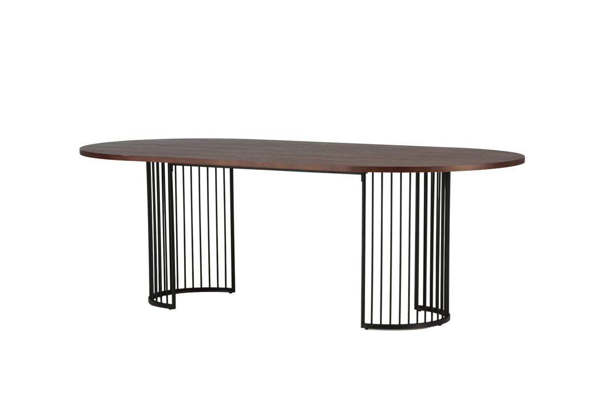Manolo dining table - oval dining table with Black tabletop and walnut