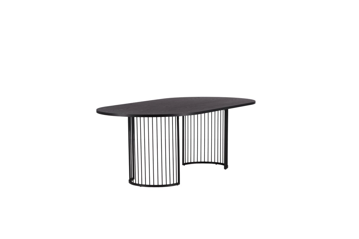 Manolo dining table - oval dining table with Black tabletop and walnut