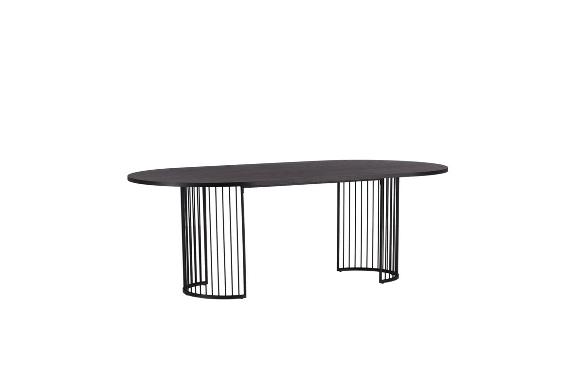 Manolo dining table - oval dining table with Black tabletop and walnut