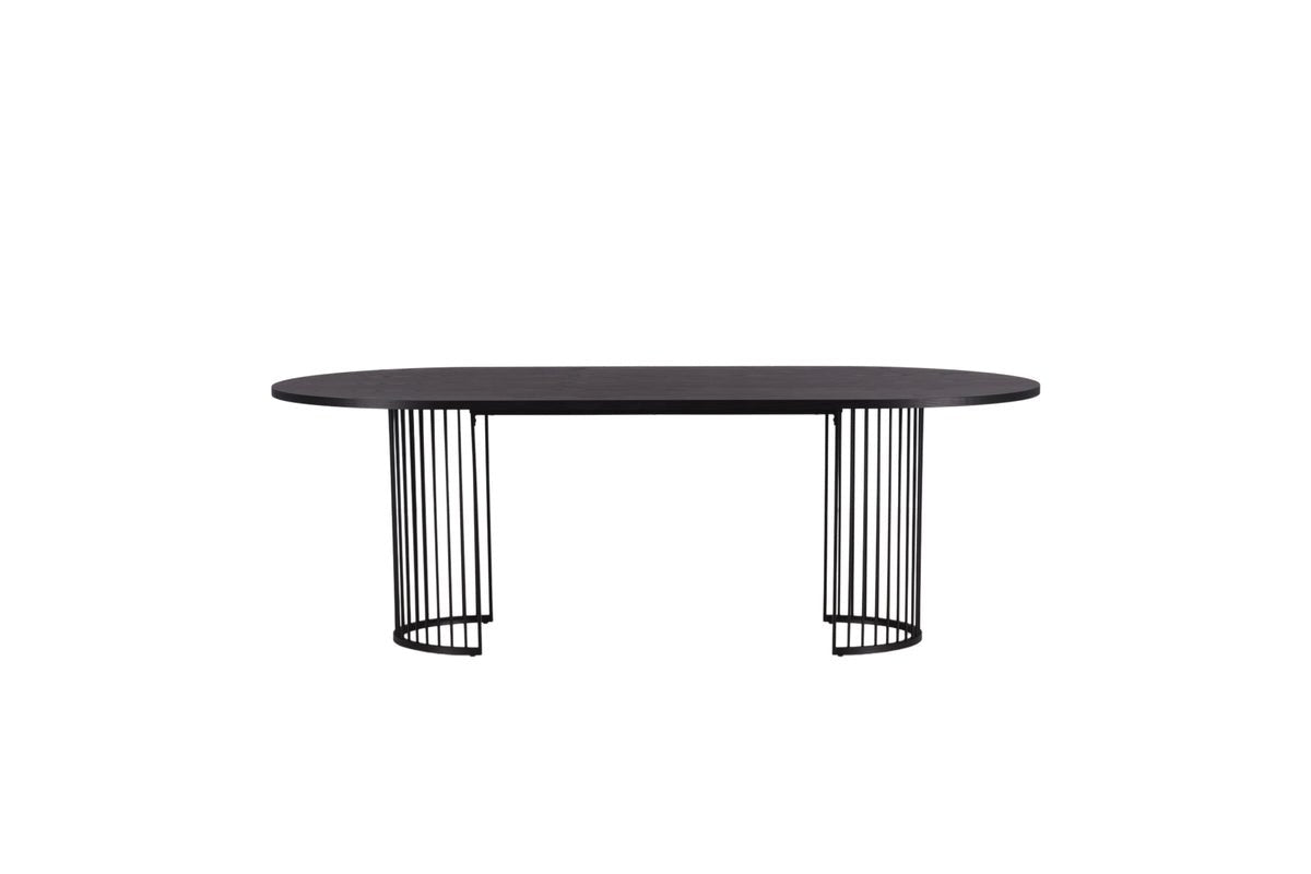 Manolo dining table - oval dining table with Black tabletop and walnut