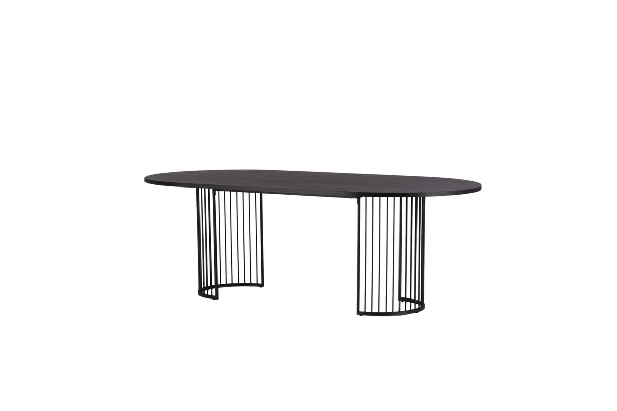 Manolo dining table - oval dining table with Black tabletop and walnut