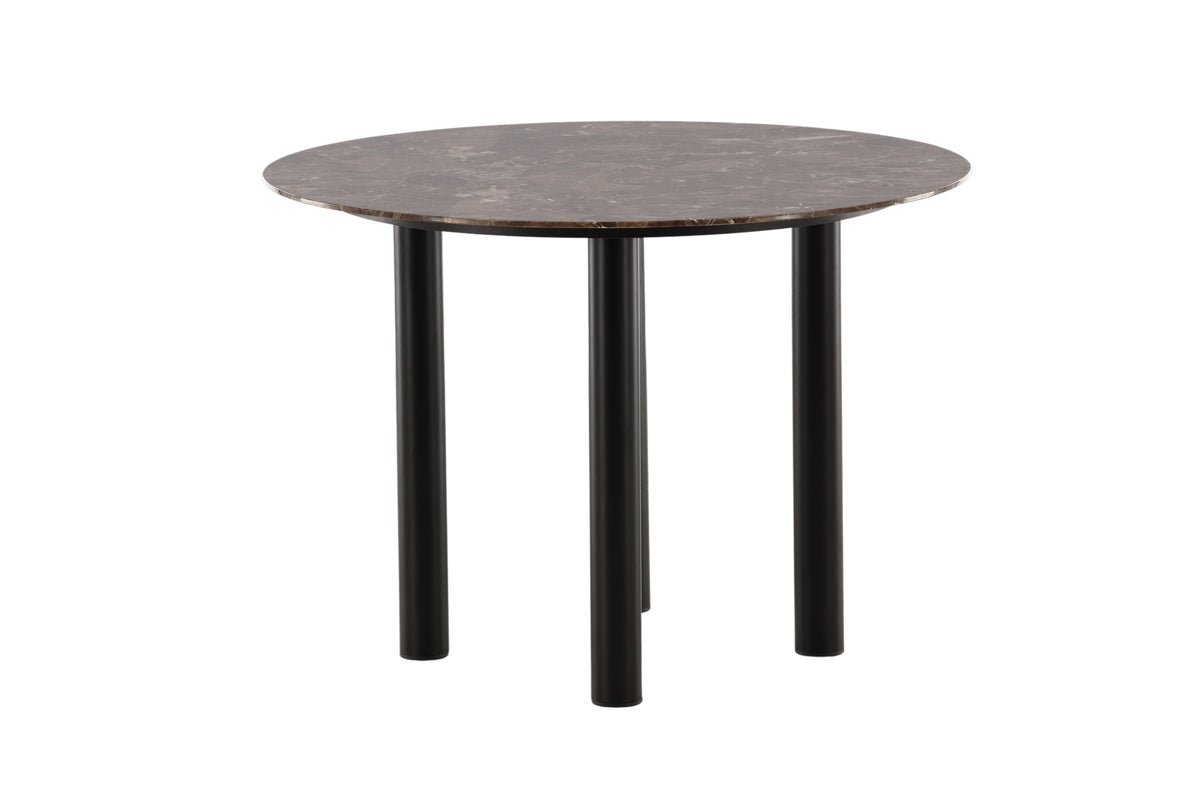 Dining table Compa - round dining table with metal legs and brown glass top