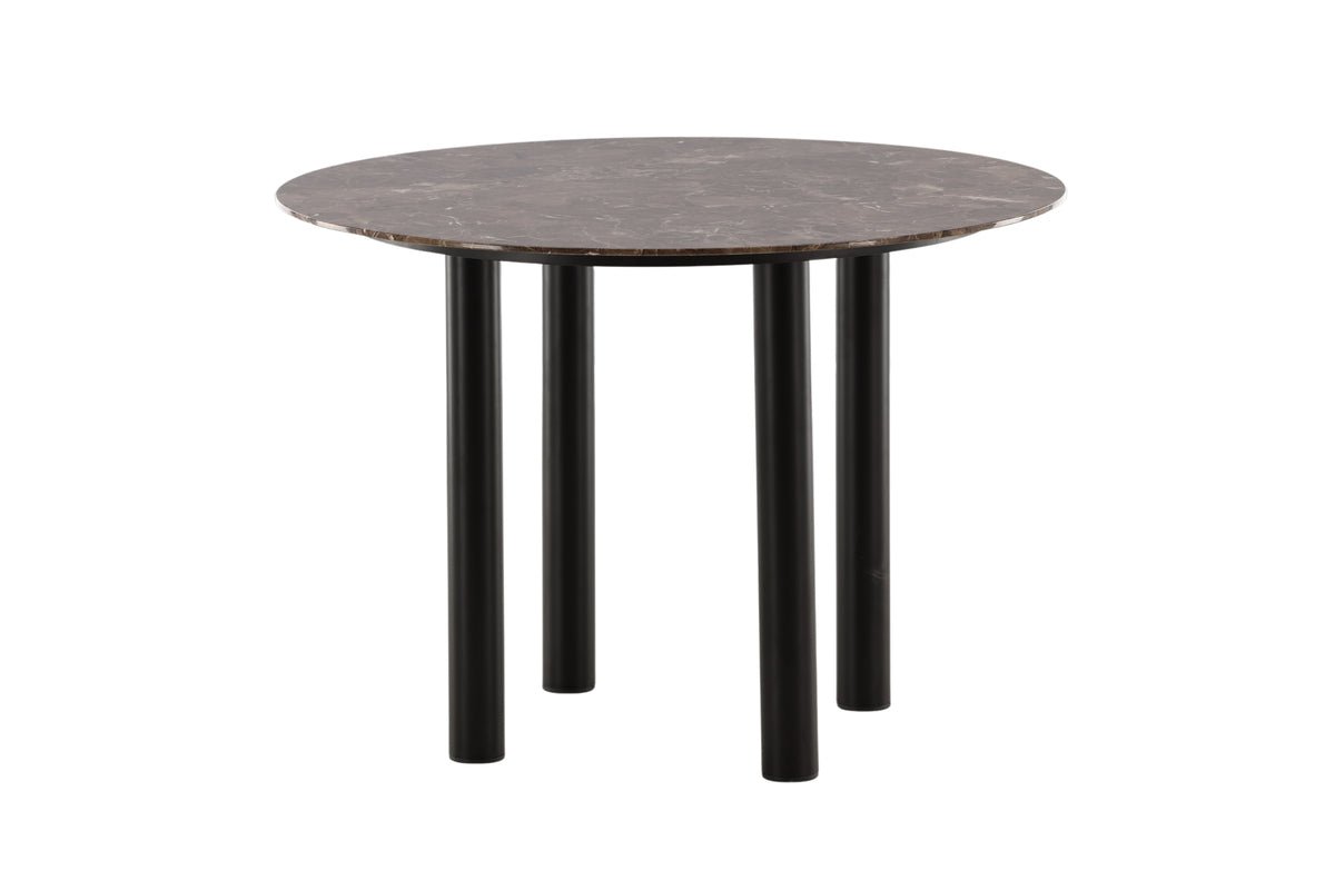 Dining table Compa - round dining table with metal legs and brown glass top
