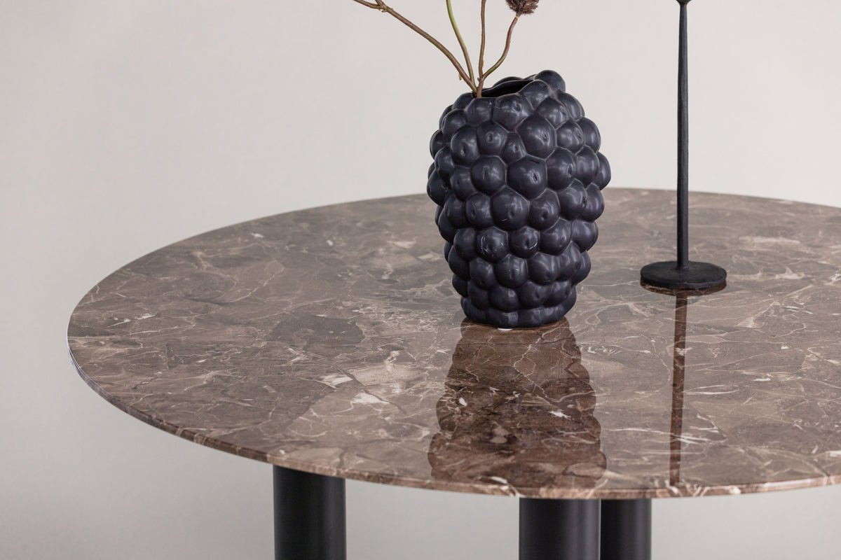 Dining table Compa - round dining table with metal legs and brown glass top