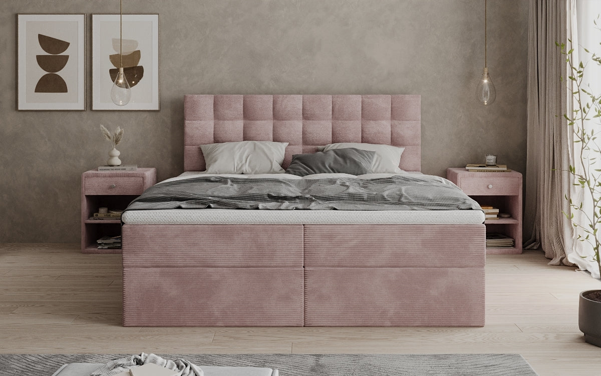 Como box spring bed in corduroy with storage