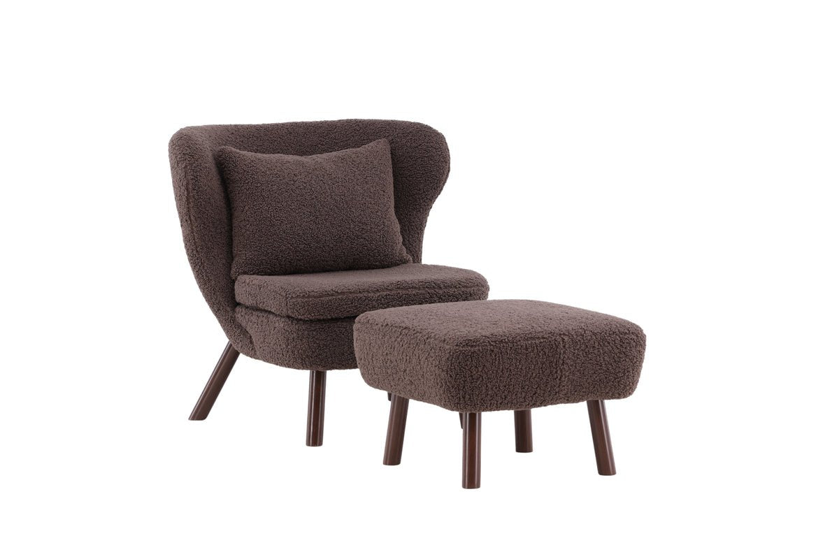 Designer lounge armchair Eldvik – teddy look Brown