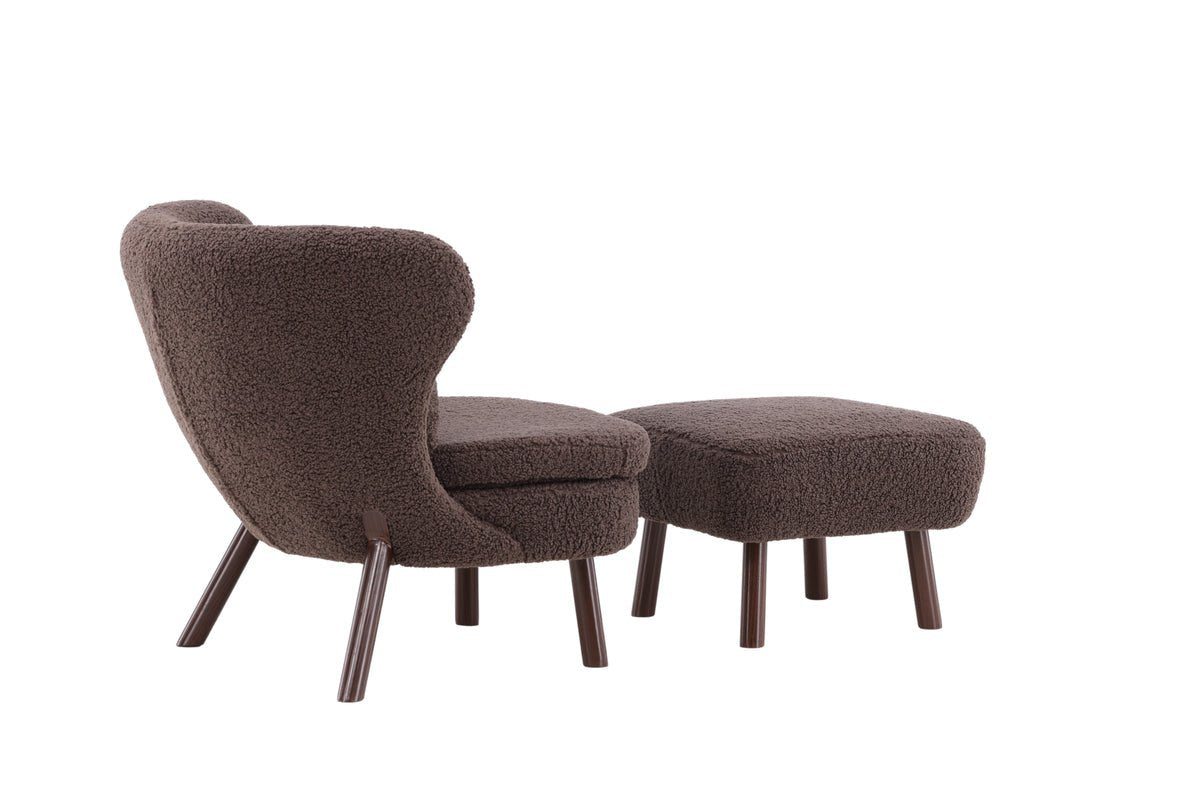 Designer lounge armchair Eldvik – teddy look Brown