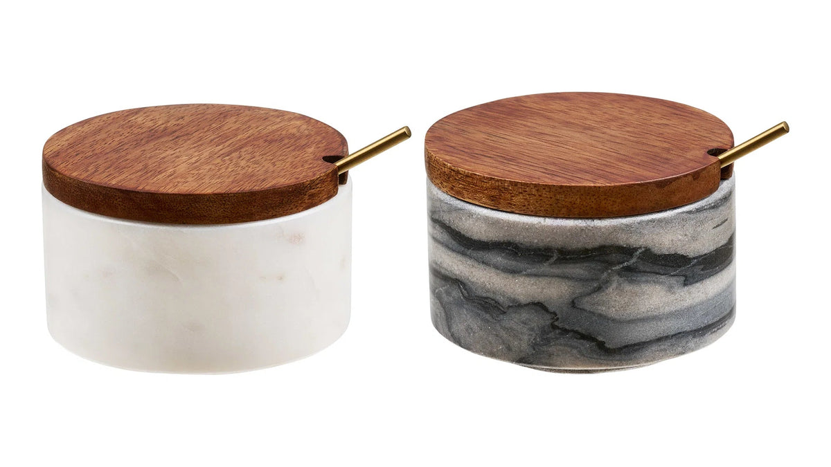 Set of 2 Chango storage jars - with matching spoon