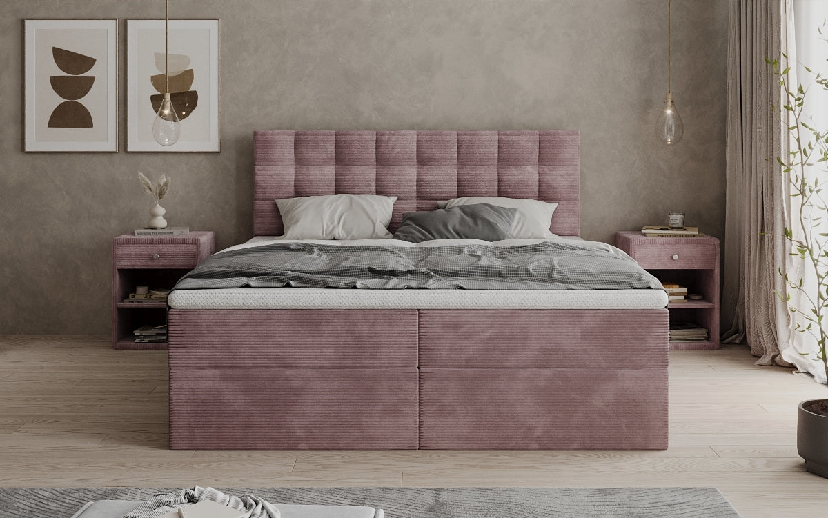 Como box spring bed in corduroy with storage