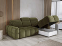 Designer corner sofa Arosa with electric sleeping function in bouclé