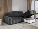Designer corner sofa Arosa with electric sleeping function in bouclé