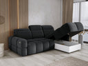 Designer corner sofa Arosa with electric sleeping function in bouclé