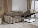 Designer corner sofa Arosa with electric sleeping function in bouclé