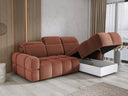 Designer corner sofa Arosa with electric sleeping function in bouclé
