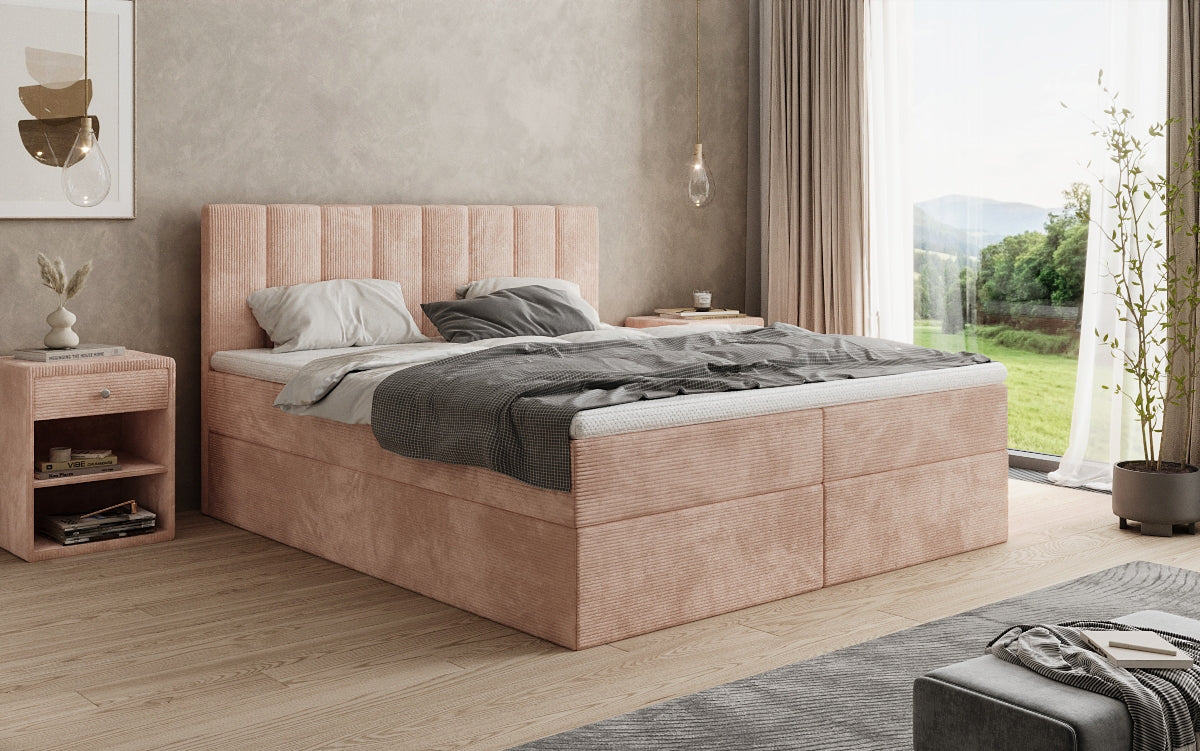 Sofia box spring bed in Corduroy with storage