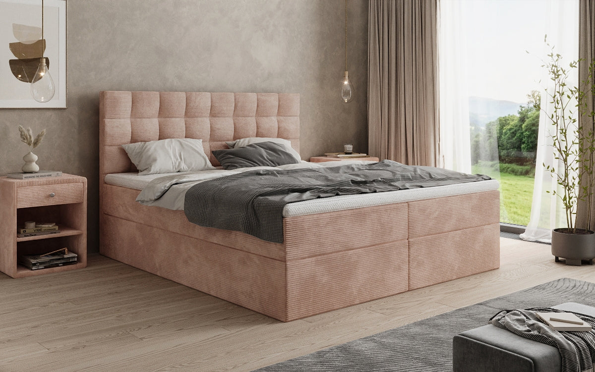 Como box spring bed in corduroy with storage