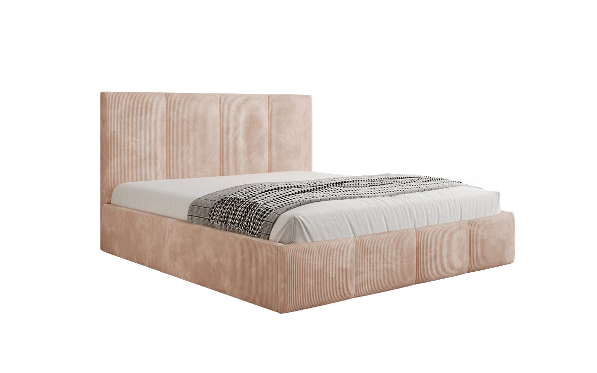 Designer upholstered bed Mina in Corduroy with storage space