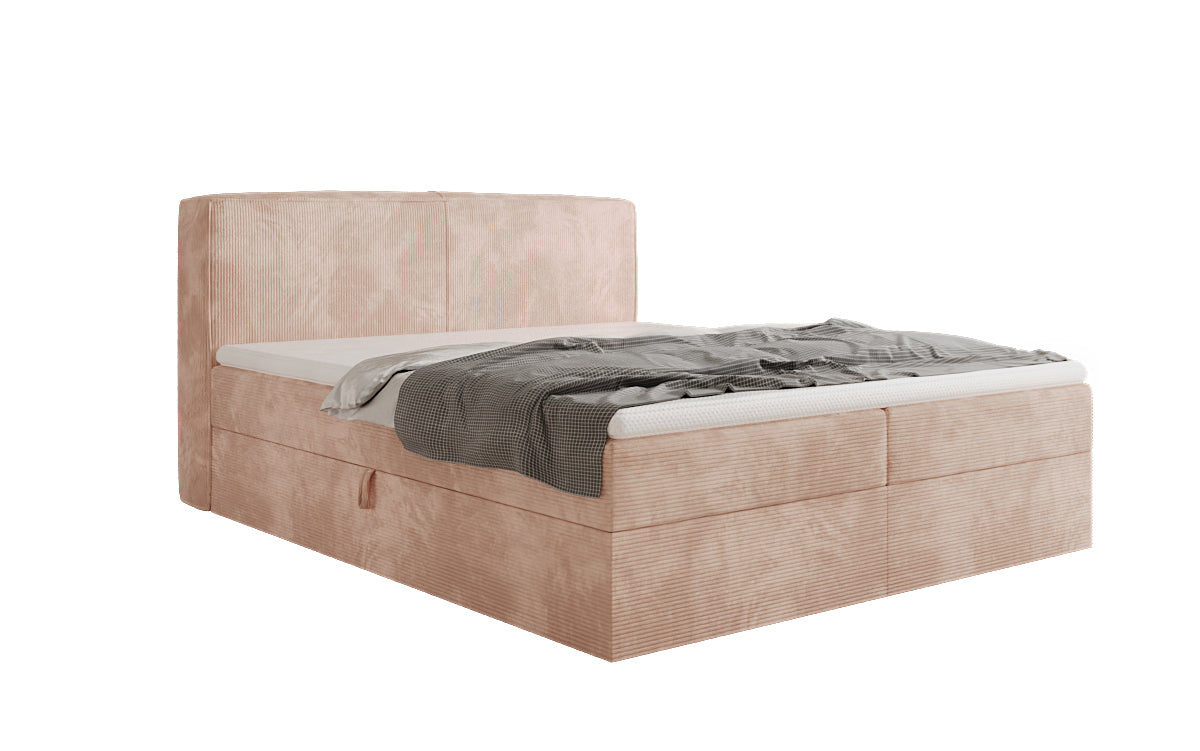 Box spring bed Marea in Corduroy with storage space