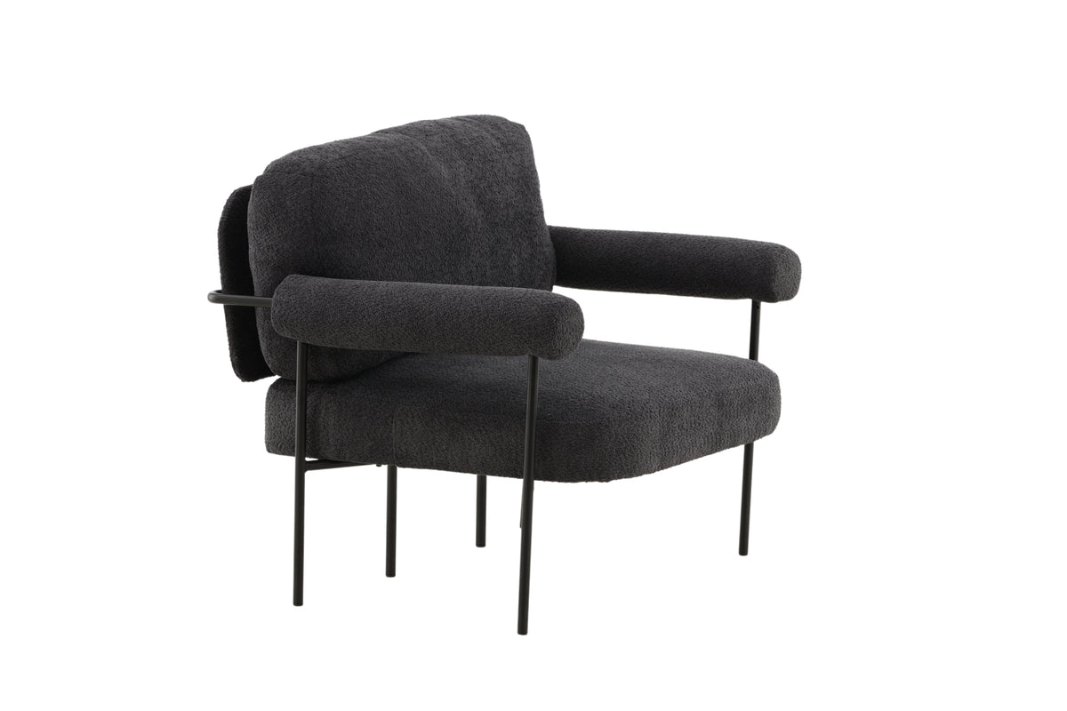 Designer lounge armchair Arvika – Anthracite, bouclé with steel frame