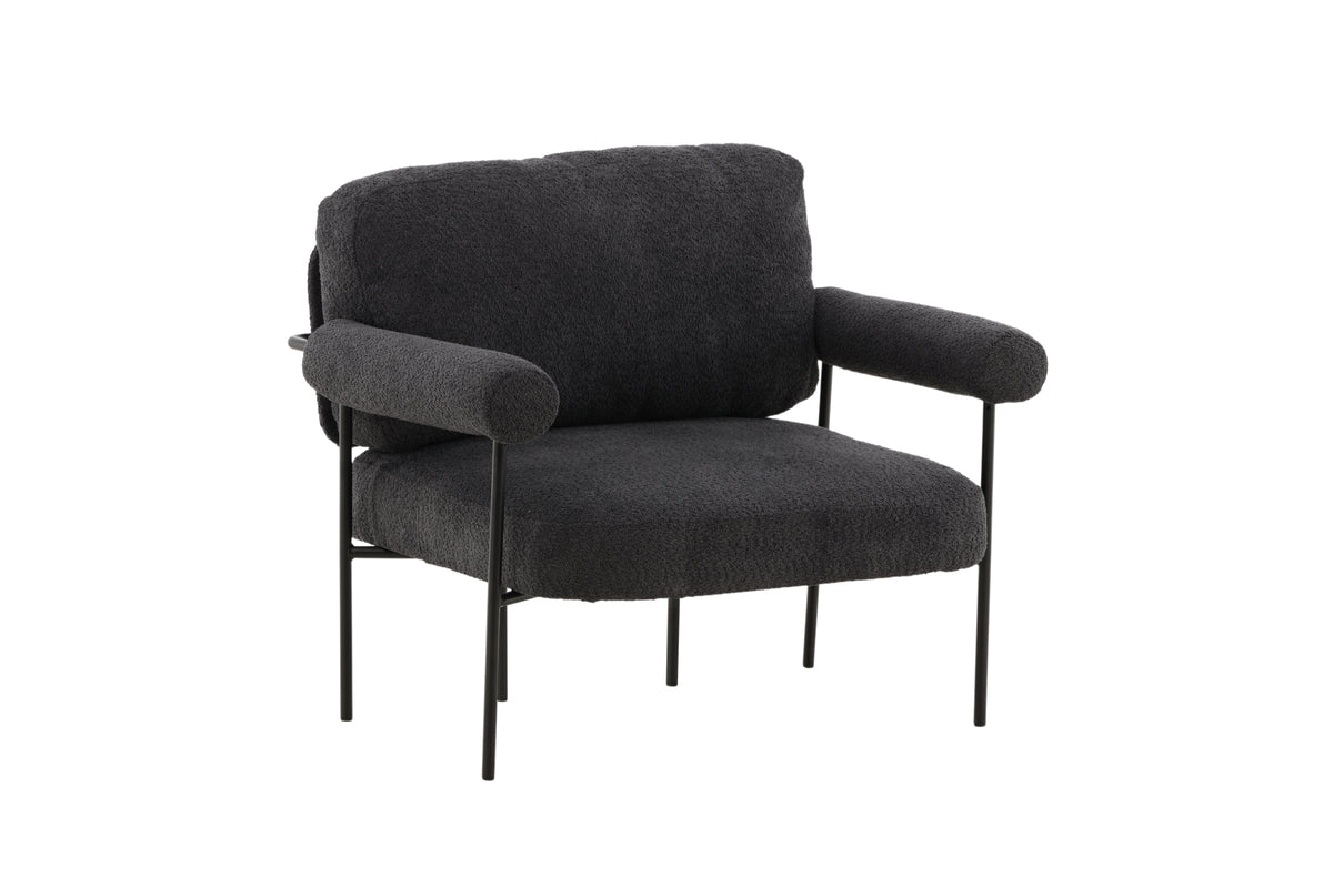 Designer lounge armchair Arvika – Anthracite, bouclé with steel frame