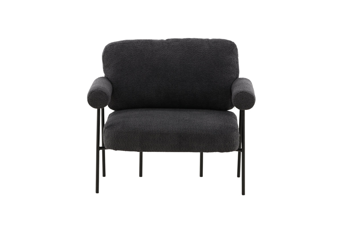 Designer lounge armchair Arvika – Anthracite, bouclé with steel frame