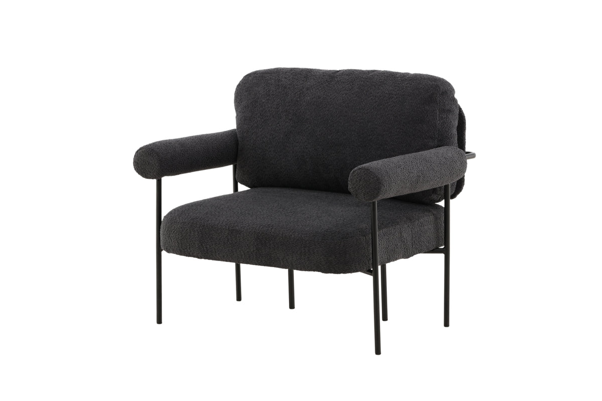 Designer lounge armchair Arvika – Anthracite, bouclé with steel frame