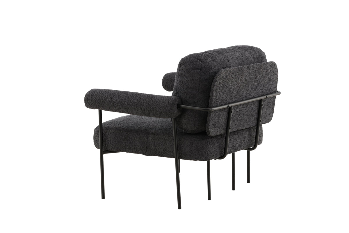 Designer lounge armchair Arvika – Anthracite, bouclé with steel frame