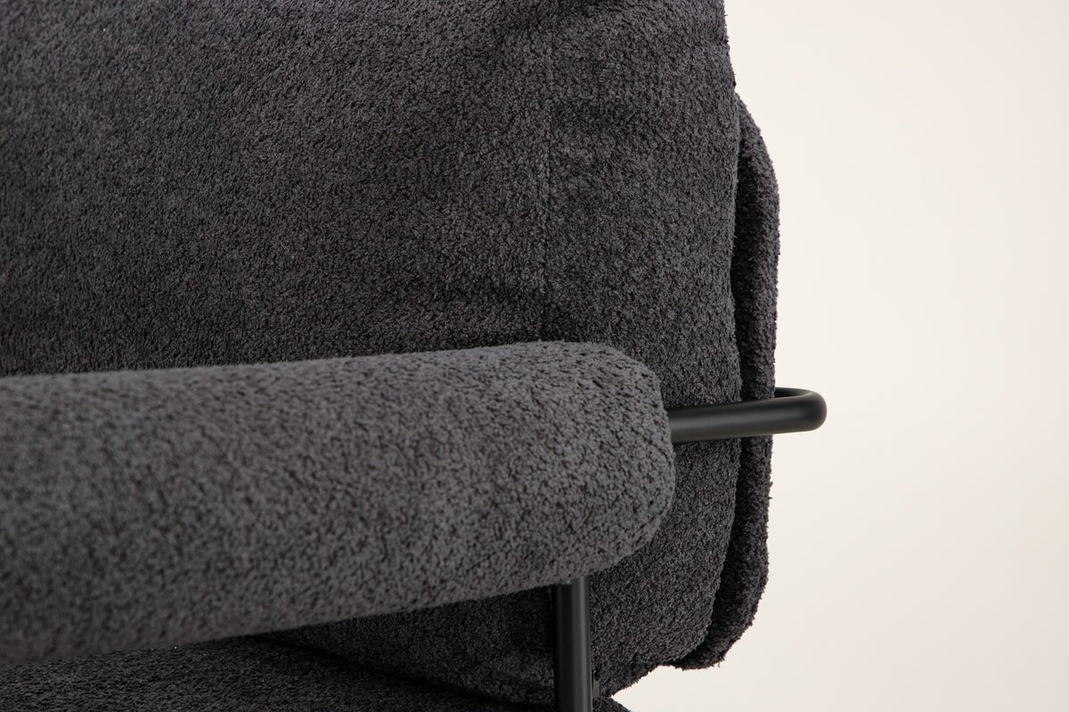 Designer lounge armchair Arvika – Anthracite, bouclé with steel frame