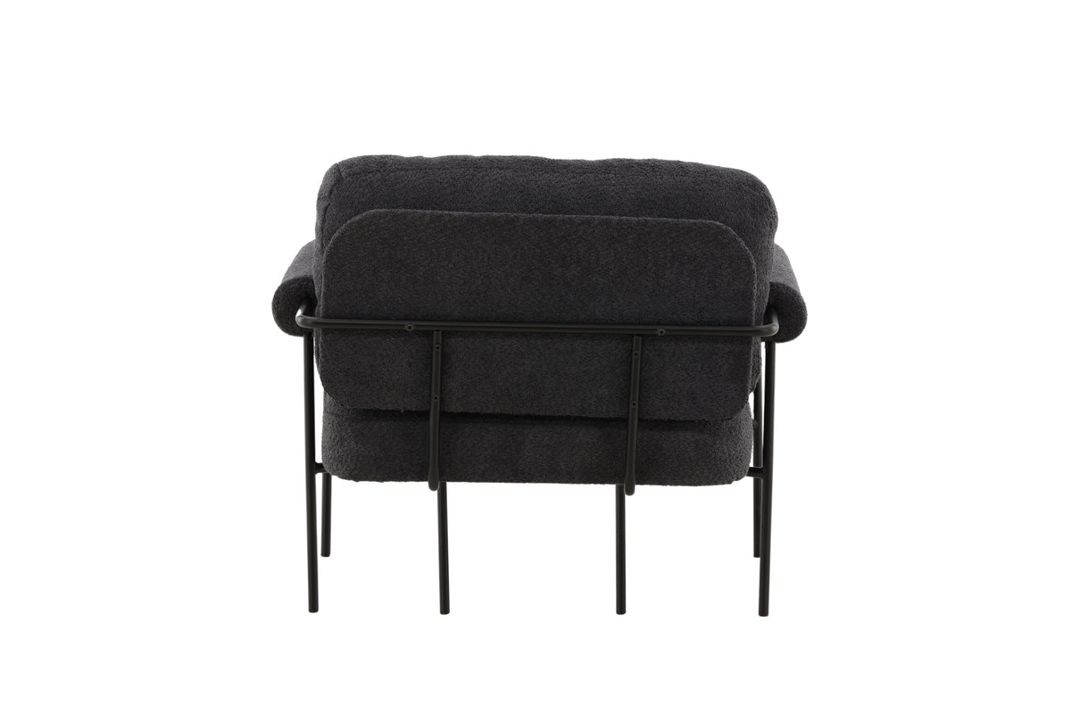 Designer lounge armchair Arvika – Anthracite, bouclé with steel frame