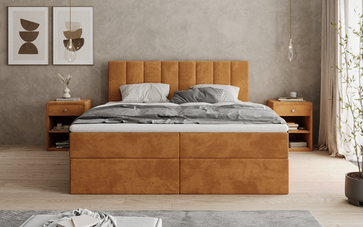 Sofia box spring bed in Corduroy with storage