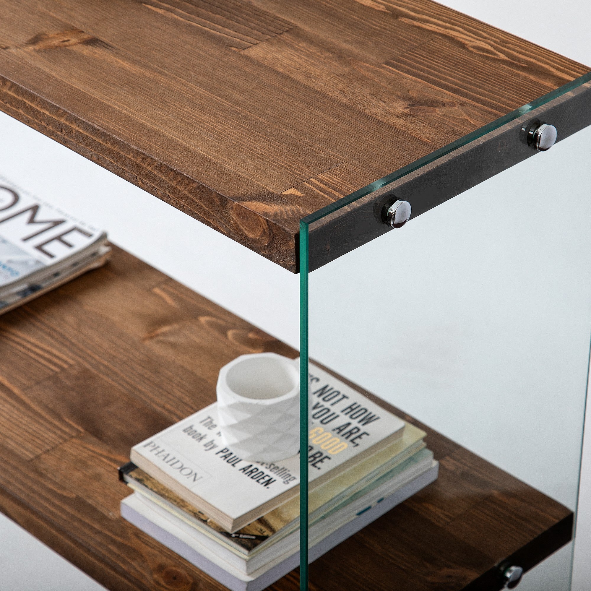 Designer Chest of Drawers Kirano - Glass Frame with Pine Wood