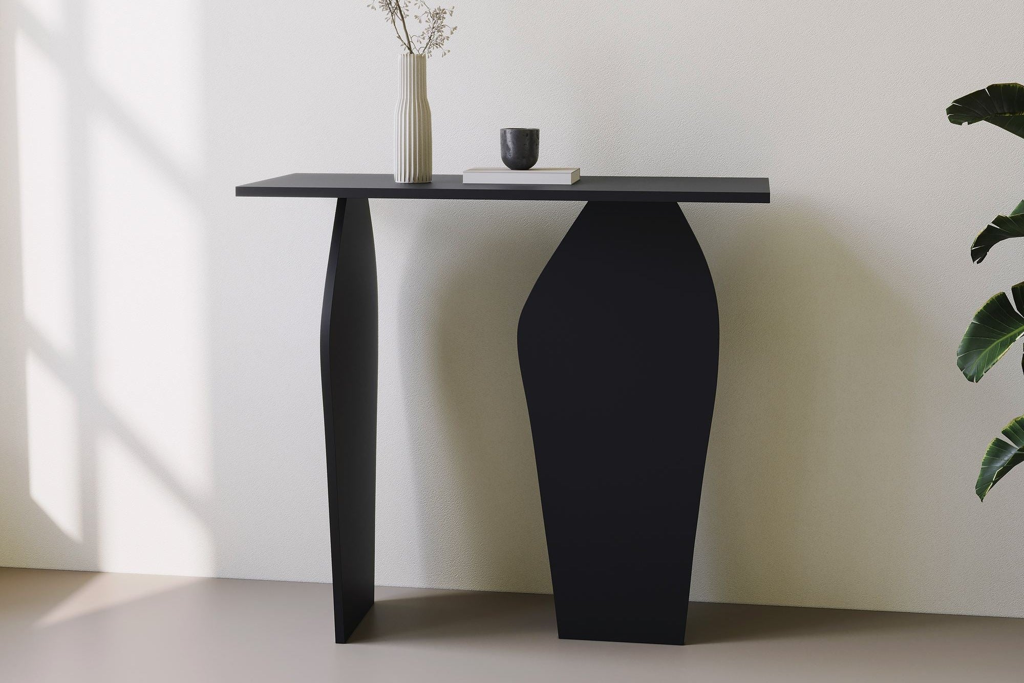 Designer dresser Kivaro - made of black wood composite with PVC edges