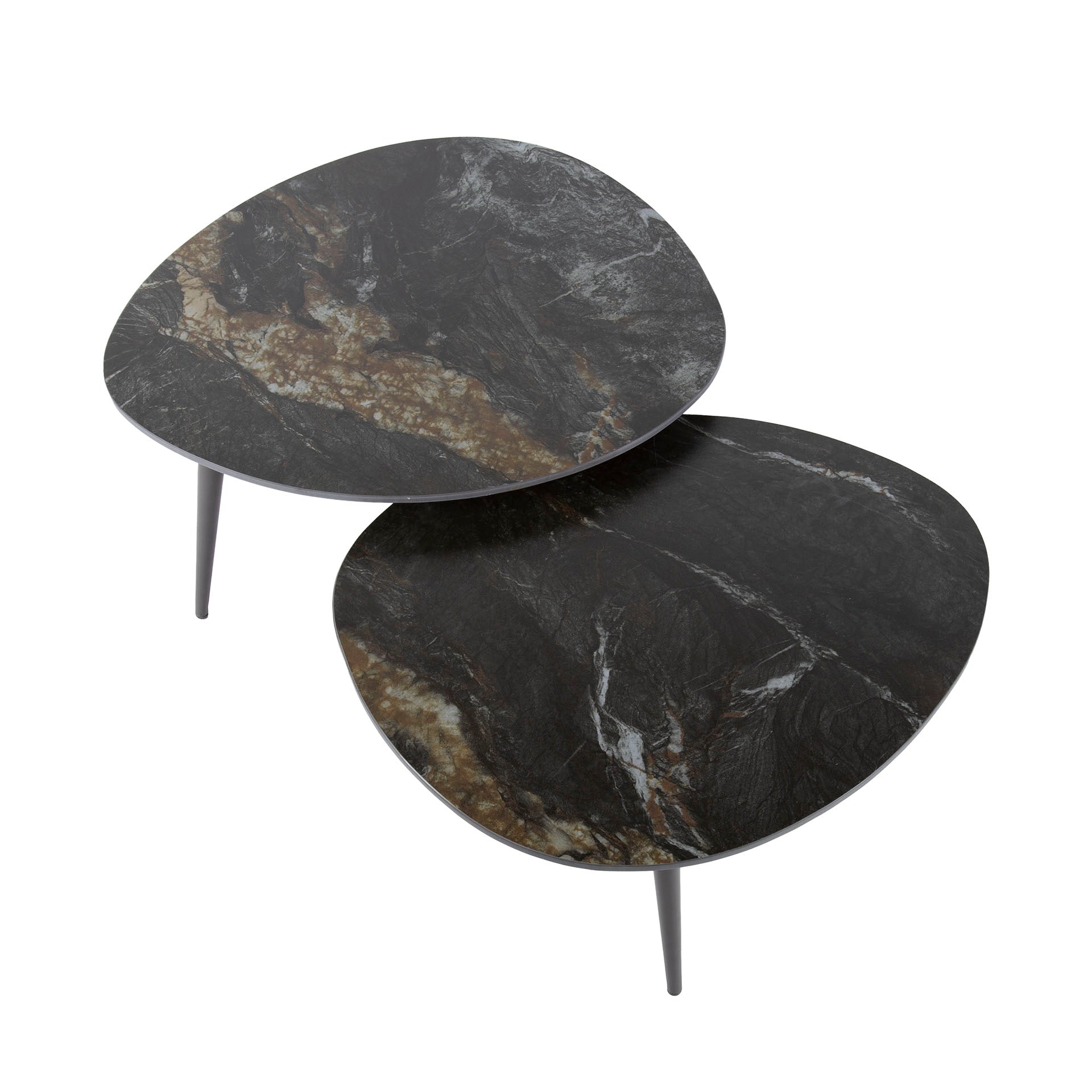 Coffee Table Marvella - Set of 2 with Ceramic Top in Stone Look