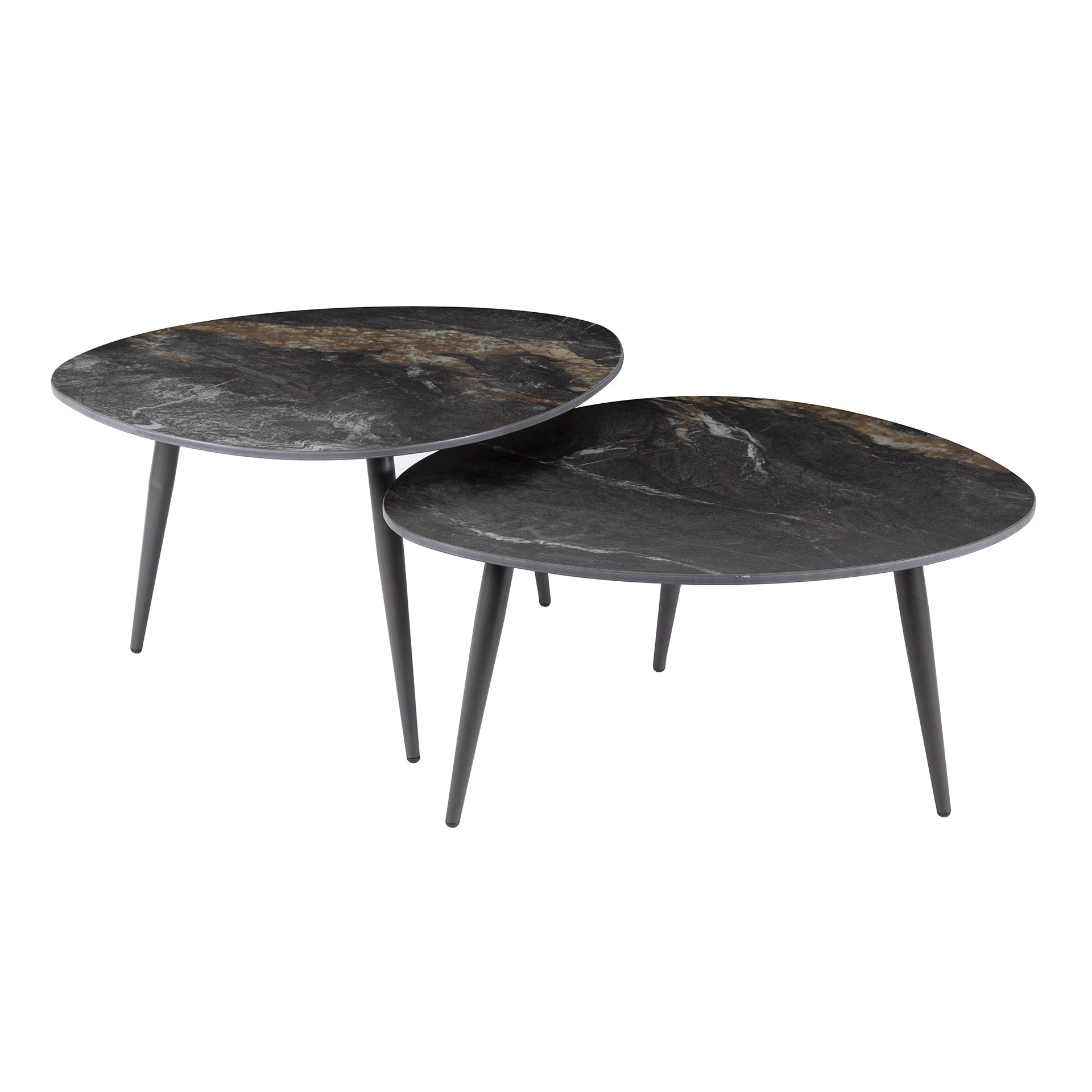 Coffee Table Marvella - Set of 2 with Ceramic Top in Stone Look