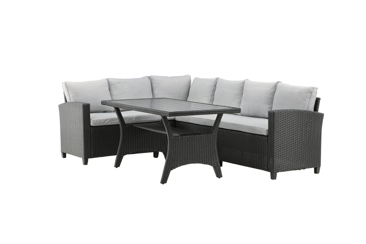 Garden Lounge Set Liventia – available in two colors made of hardwood and synthetic rattan