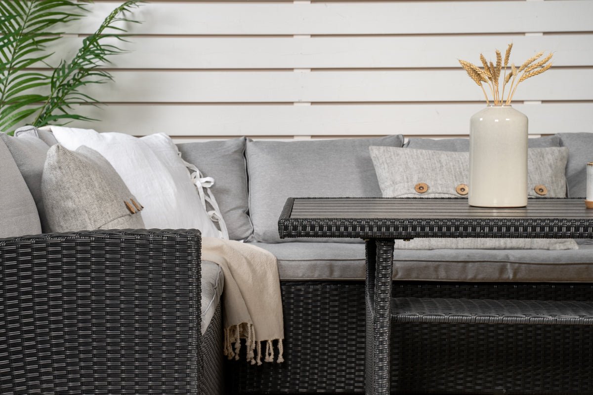 Garden Lounge Set Liventia – available in two colors made of hardwood and synthetic rattan