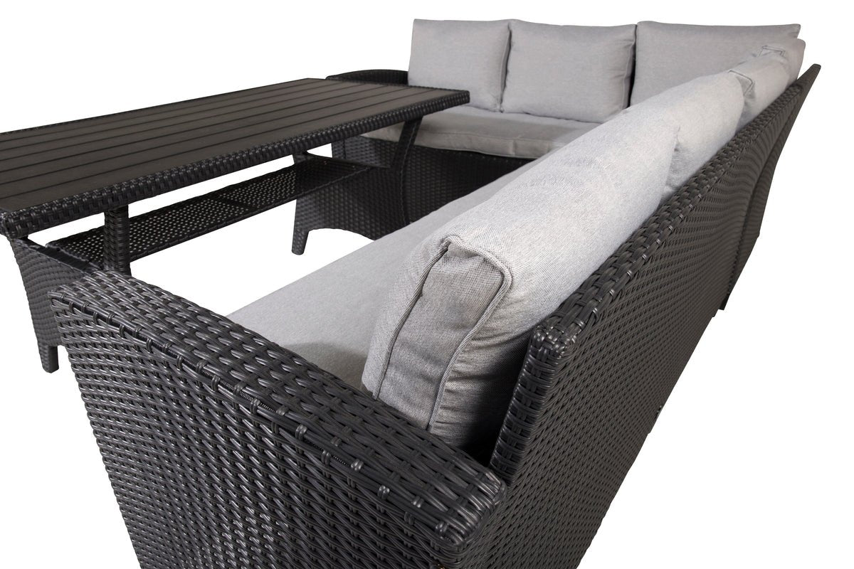 Garden Lounge Set Liventia – available in two colors made of hardwood and synthetic rattan