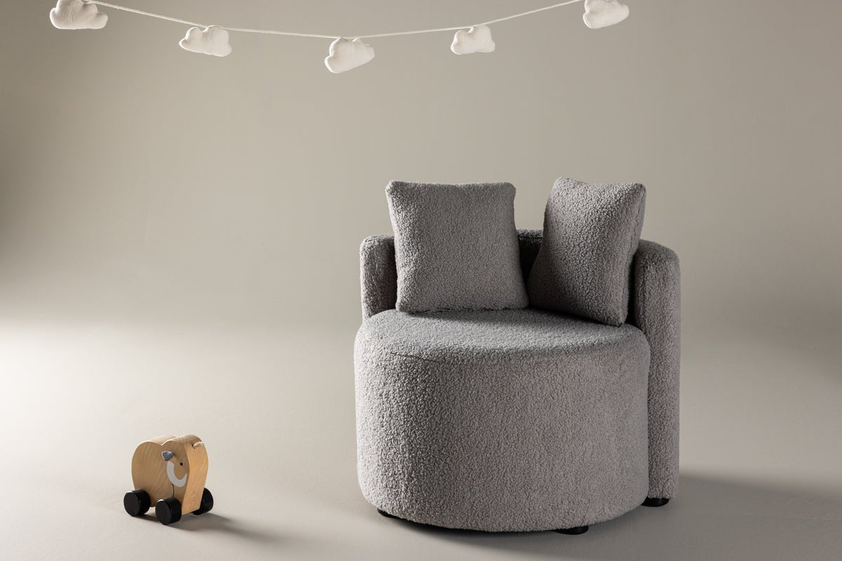 Children's Armchair Lunno – Cozy Teddy Armchair in Gray