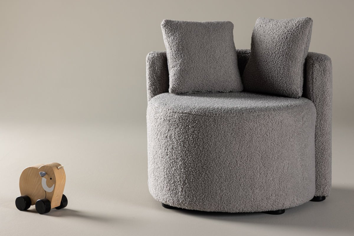 Children's Armchair Lunno – Cozy Teddy Armchair in Gray