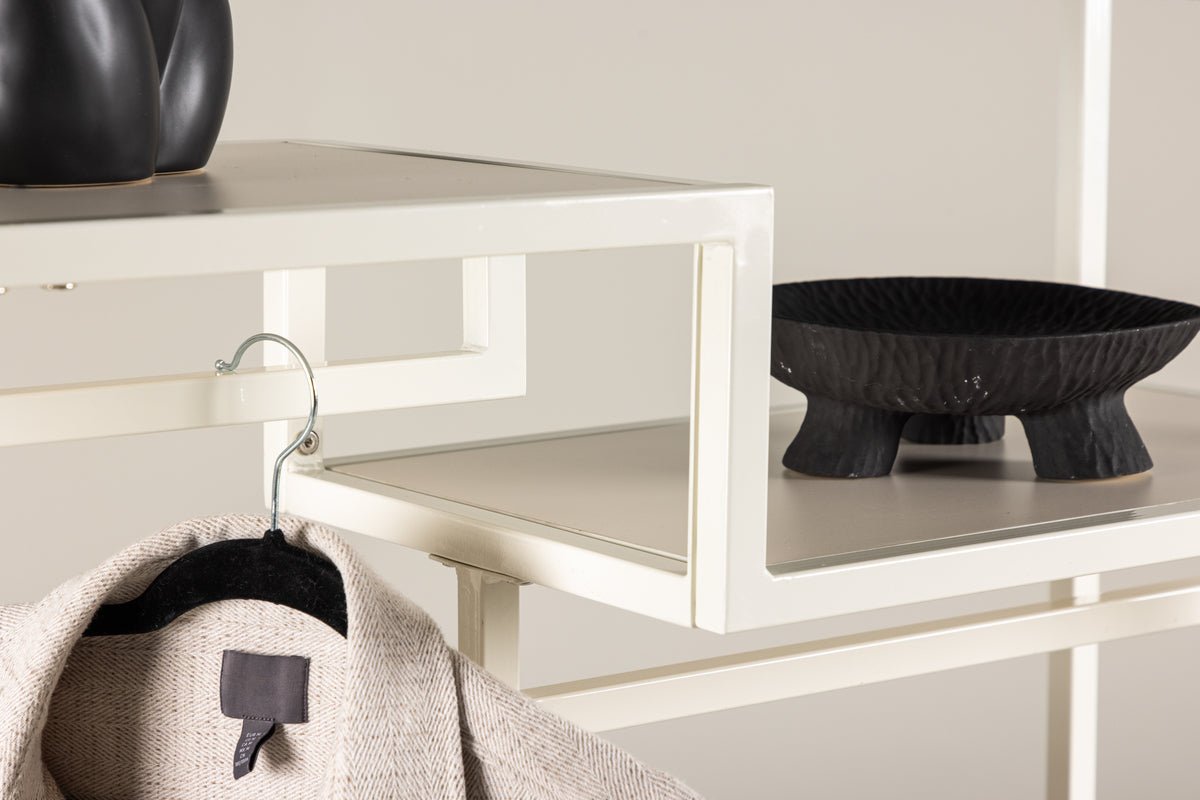 Garderobe Narell – Offenes Kleiderregal in Beige mit Ablagen