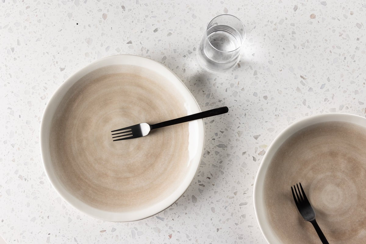 Teller Mira - 2er-Set aus Steingut in Beige