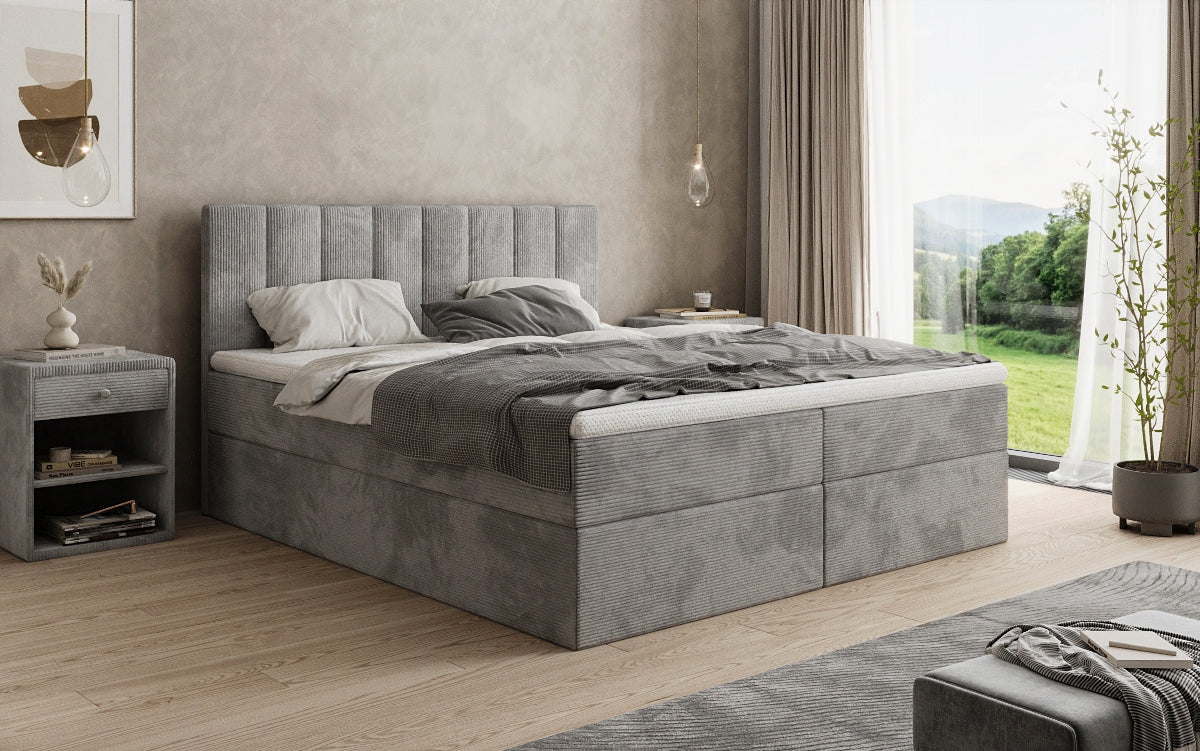 Sofia box spring bed in Corduroy with storage