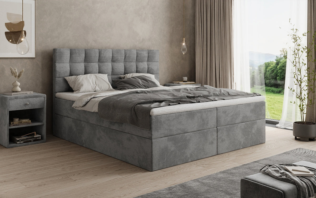 Como box spring bed in corduroy with storage