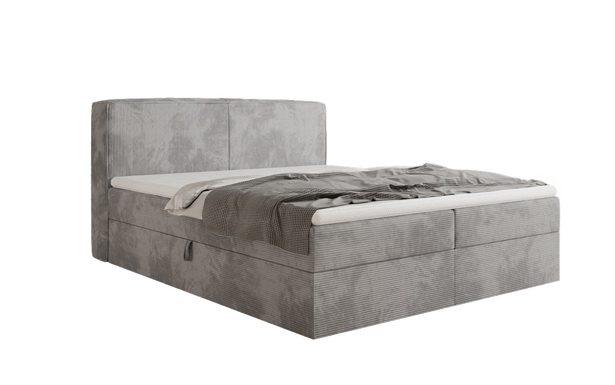 Box spring bed Marea in Corduroy with storage space