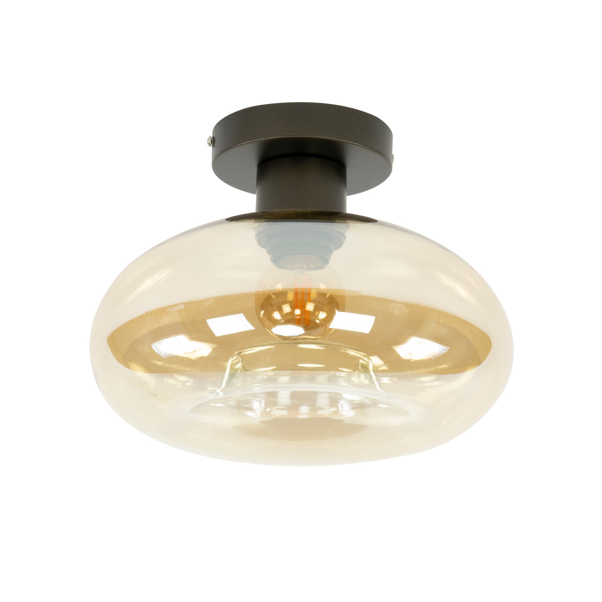 Ceiling light "Amberis" – Round glass lamp in amber appearance