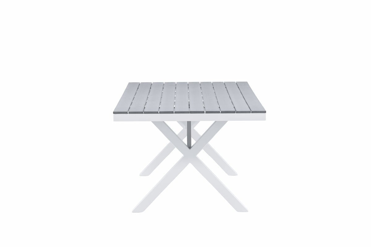 Garden table Lumari - rectangular white-gray dining table made of Aintwood and aluminum
