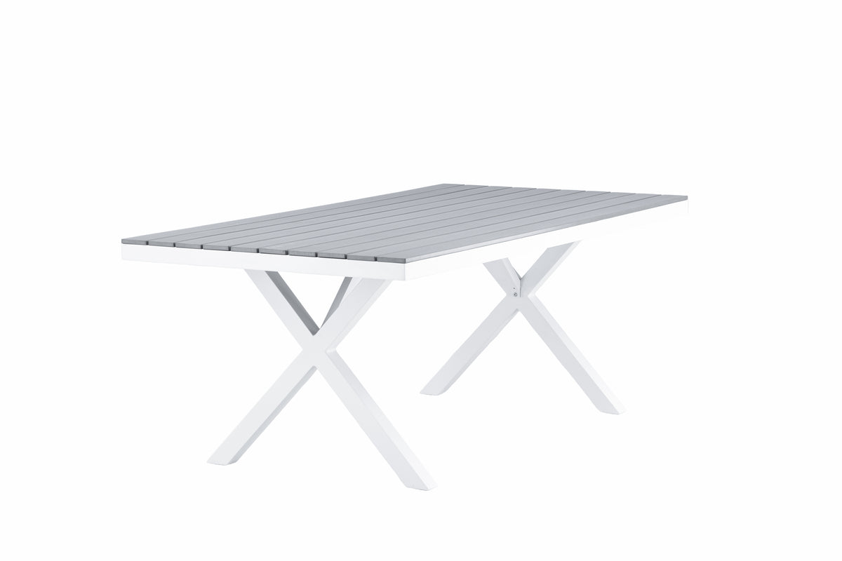 Garden table Lumari - rectangular white-gray dining table made of Aintwood and aluminum