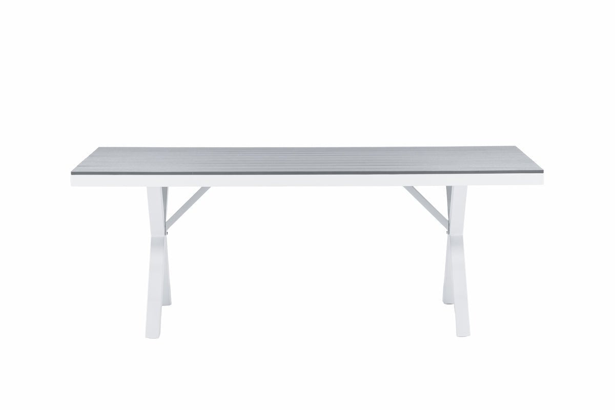 Garden table Lumari - rectangular white-gray dining table made of Aintwood and aluminum