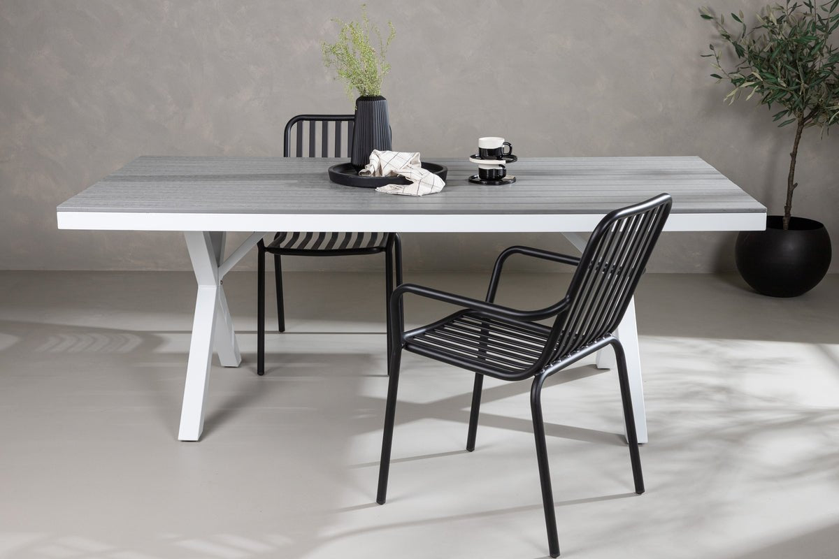 Garden table Lumari - rectangular white-gray dining table made of Aintwood and aluminum