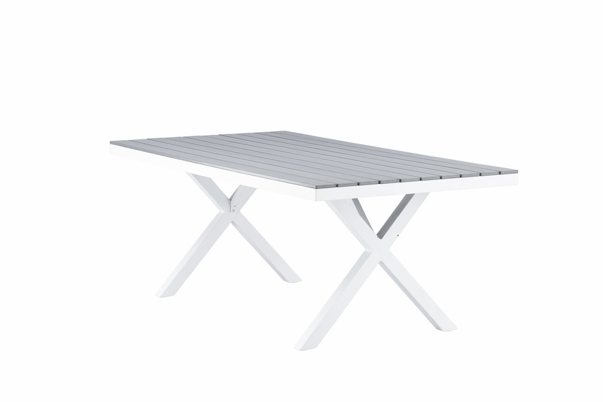 Garden table Lumari - rectangular white-gray dining table made of Aintwood and aluminum